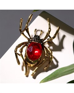 Брошь «Паук», цвет красно-серый в чернёном золоте Qf