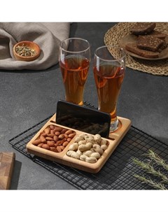 Менажница, 20×18×1.8 см, 4 ячейки, пропитано маслом, дерево берёза Adelica