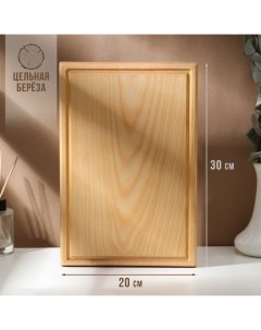Доска разделочная деревянная с кровостоком, 30×20×2 см, покрыта маслом, цельная берёза Adelica