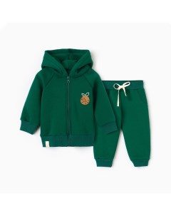 Костюм детский (толстовка, брюки) «» Oranges, рост 62-68 см, зелёный Крошка я