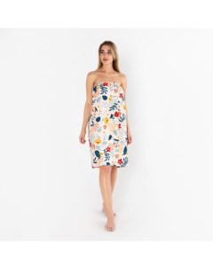 Полотенце для бани «Цветочное поле» женское парео, 80×150±4 см, 100% хл, ваф. полотно, 160 г/м² Этель