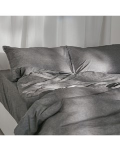 Простыня евро SL Home «Деним», 235×245 см, тёмно-серая, жатый хлопок Sima-land home