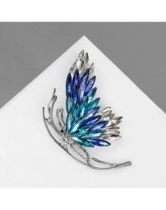 Брошь «Бабочка» с большими крыльями, цвет голубой в серебре Qf
