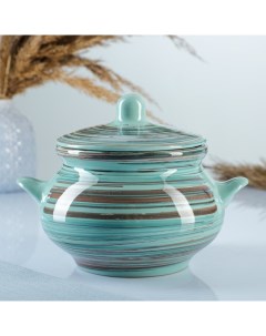 Горшочек для запекания «Скандинавия», 950 мл, 14×15 см, голубой Борисовская керамика