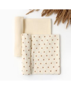 Набор пелёнок «» Heart, 130×110 см - 2 шт., муслин, хлопок 100% Крошка я