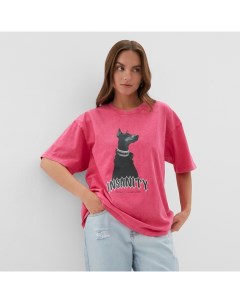 Футболка из вареного хлопка женская Insanity, розовая, размер M Mist