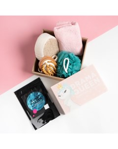 Подарочный набор «» Drama queen, полотенце 30×60 см, мочалка, массажёр Этель