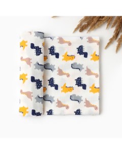 Пелёнка двухслойная «» Dino, 130×100 см, муслин, хлопок 100% Крошка я