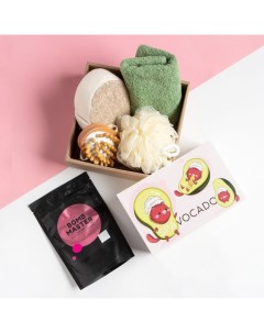 Подарочный набор «» Avocado, полотенце 30×60 см, мочалка, массажёр Этель