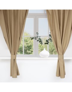 Комплект штор для кухни с подхватами Kitchen, бежевый, 150×180 см - 2 шт. Этель