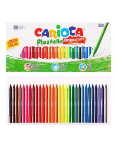 Мелки пластиковые 30 цветов, "Plastello", яркие цвета, экономичный расход, не пачкаются, круглые, в конверте Carioca