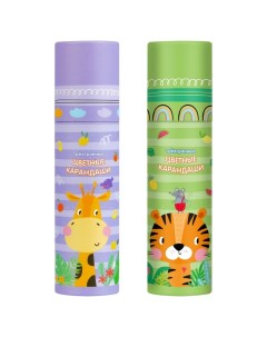 Карандаши 24 цвета "Друзья енота", трёхгранные, заточенные, в тубусе Мульти-пульти