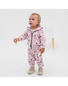 Комплект: толстовка и брюки «Сердечки», розовый, рост 74-80 см Крошка я
