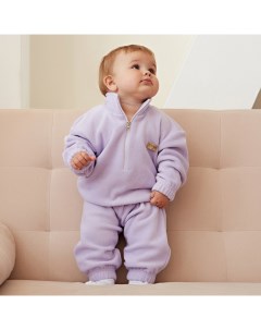 Костюм флисовый детский (толстовка, брюки) цвет сиреневый, рост 80-86 Minaku