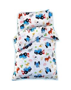 Постельное бельё 1.5-спальное «», поплин Синий трактор