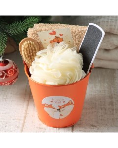 Набор подарочный «» Cute dogs, полотенце, мочалка, щётка Этель