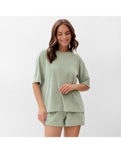Пижама женская (футболка, шорты) Plushy, размер 40-42, зелёная Kaftan