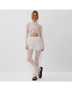 Костюм женский (лонгслив с капюшоном, брюки) : Casual Collection, размер 46, белый Minaku