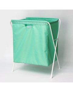 Корзина-мешок для белья на металлокаркасе, 53×39×62 см, мятная Ника