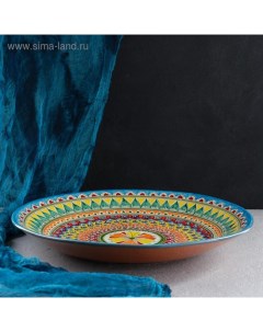 Ляган Риштанская Керамика "Узоры", жёлтый, 42 см Шафран