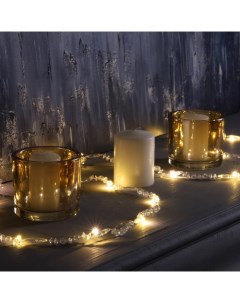 Гирлянда «Нить» 2 м роса с насадками «Бусины», IP20, нить серебристая, 20 LED, батарейки AAx2 (не в комплекте), 2 режима, свечение тёплое белое Luazon lighting