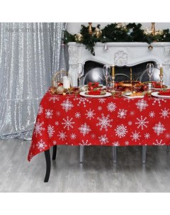 Скатерть новогодняя «» Белые снежинки 250×149± 3 см, 100% хлопок, 164 г/м² Доляна