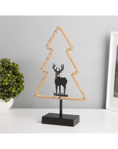 Фигурка светящаяся «Новогодняя ёлка», LED-ночник, 3×ААА, чёрный, 7×20×37 см Risalux