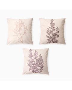 Чехол на подушку 3 шт. «» Botanic, 40×40 см, велюр Этель
