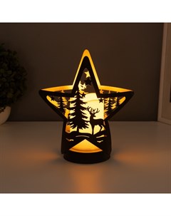 Светодиодная свеча в подсвечнике «Звезда», LED-ночник, 3×ААА, чёрный 10.5×21.8×23 см Risalux