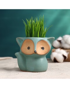 Горшок для цветов «Лисёнок Фред» керамический, 200 мл, 8×9×9 см, бирюзовый Take it easy