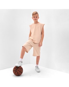 Комплект для мальчика (майка и шорты), бежевый, рост 134 см Minaku