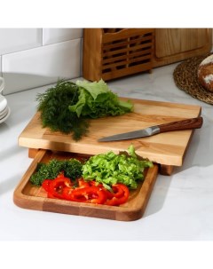 Доска разделочная, с выдвижным лотком, пропитана минеральным маслом, 30×24 см, лоток 22×22 см, дерево берёза Adelica