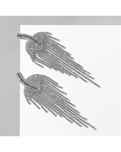 Серьги висячие со стразами «Грация» лесенка, белые в серебре, 11 см Qf