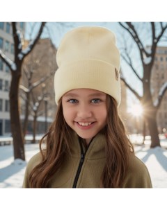 Шапка детская с отворотом, размер 56-58, цвет экрю Minaku