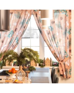 Комплект штор для кухни с подхватами «» Fir branches, 145×180 см - 2 шт., габардин Этель