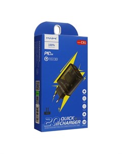 Сетевое зарядное устройство Maimi C91, USB, 3 А, Type-C, 3 А, PD, полупрозрачный