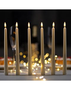 Светодиодная свеча восковая «Классика» 2×27 см, АААx2 (не в компл.), набор 6 шт., свечение тёплое белое Luazon lighting