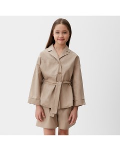 Костюм для девочки (Рубашка и шорты), бежевый, рост 164 см Minaku