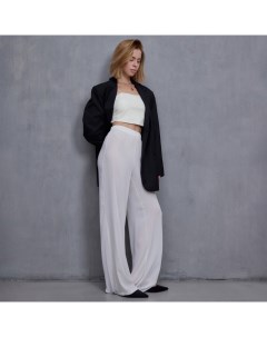 Брюки палаццо женские из шифона : Casual Collection, белые, размер 52 Minaku