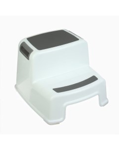 Табурет - подставка детский с прорезинеными ступеньками, 36×33×25 см, цвет белый/серый Крошка я