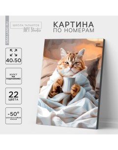 Картина по номерам на холсте с подрамником «Утренний котик», 40×50 см Школа талантов