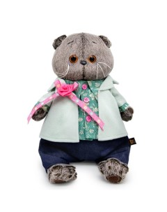 Мягкая игрушка «Басик», в твидовом пиджаке с розой, 19 см Басик и ко