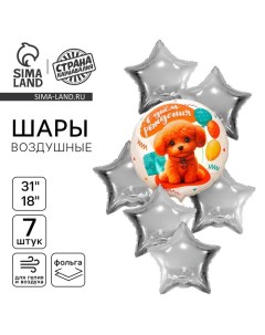 Воздушные шары, букет «С днём рождения. Собачка», набор 7 шт. Страна карнавалия