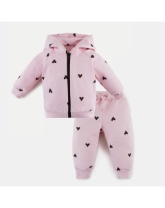 Комплект: толстовка и брюки «Сердечки», розовый, рост 62-68 см Крошка я