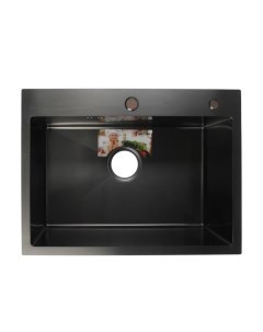 Мойка кухонная AFLORN AF96045F, врезная, S=3.0 и 0.8 мм, 60×45×20 см, сифон, графит Aflorn