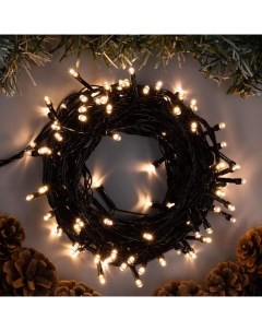 Гирлянда «Нить» 10 м, IP20, тёмная нить, 100 LED, 8 режимов, 220 В, свечение тёплое белое Luazon lighting