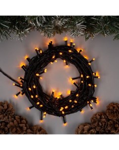 Гирлянда «Нить» 10 м, IP20, тёмная нить, 100 LED, 8 режимов, 220 В, свечение жёлтое Luazon lighting