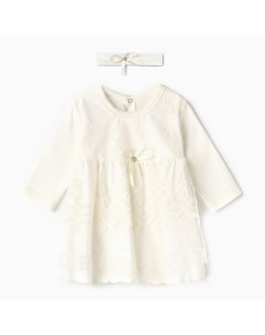 Набор: платье для девочки и повязка «», 62-68 см, белое Крошка я