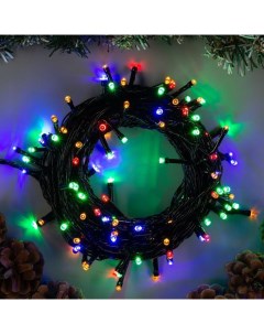 Гирлянда «Нить» 10 м, IP20, тёмная нить, 100 LED, 8 режимов, 220 В, свечение мульти Luazon lighting