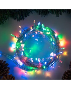 Гирлянда «Нить» 10 м, IP20, прозрачная нить, 100 LED, 8 режимов, 220 В, свечение мульти Luazon lighting